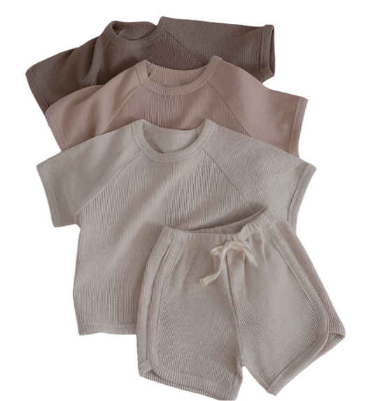 Plain Waffle Short Set
