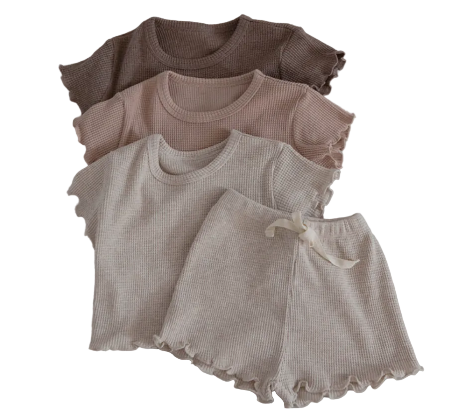 Frill Waffle Short Set