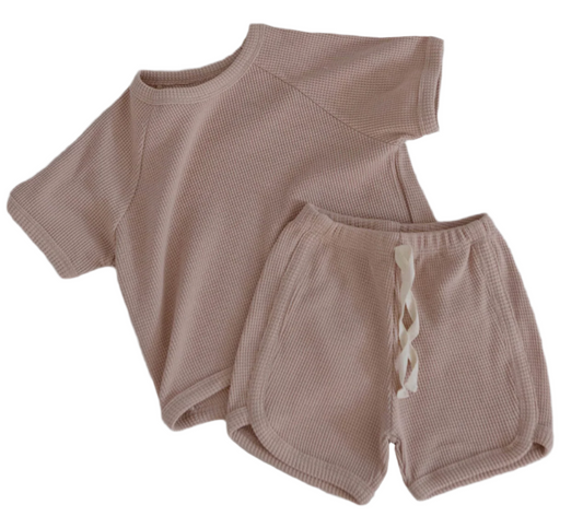 Plain Waffle Short Set